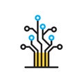 Multi color icon for Tree, network and circuit Royalty Free Stock Photo