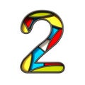 Multi color layers font Number 2 TWO 3D Royalty Free Stock Photo