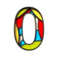 Multi color layers font Number 0 ZERO 3D Royalty Free Stock Photo