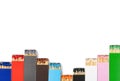Some multi color matchboxes lined up like up and down grahpic on white with clipping path Royalty Free Stock Photo