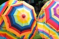 Multi color of opened umbrellas. Colorful group of umbrellas. Object and Fashion concept. Vintage theme