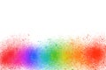 Multi color paint is a rainbow on a white background