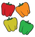 Multi-colored peppers, vector or color illustration