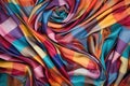 multi-color plaid silk scarf texture Royalty Free Stock Photo