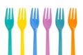 Multi Color plastic forks isolated on white background, file inc Royalty Free Stock Photo