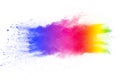 Multi color powder explosion on white background