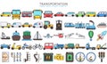 Multi color Public Transport Related Vector Line Icons