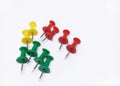 Multi color push pin thumb tacks isolated on White Royalty Free Stock Photo