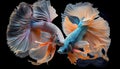 Multi color Siamese fighting fish(Rosetail),fighting fish,Betta splendens,on black background