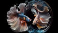 Multi color Siamese fighting fish(Rosetail),fighting fish,Betta splendens,on black background