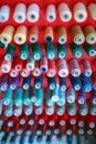 Multi color Spools of thread needlework, sewing, tailoring and tailoring industry concept Royalty Free Stock Photo