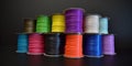 Multi-color stack of pla filament for 3d printing, concept of Additive manufacturing, created with Generative AI