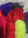 Multi color threads hand and mechine embroidery Royalty Free Stock Photo