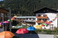 Multi color umbrellas floating in Werfenweng