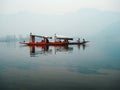 Multi color wooden boat in the lack at Kashmir