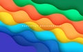 multi colored abstract blue, yellow, orange and green colorful wavy papercut overlap layers background Royalty Free Stock Photo