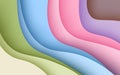 multi colored abstract green, blue, pink. purple soft wavy papercut overlap layers background. Royalty Free Stock Photo