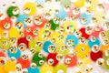 Multi-colored background with reflection in water drops Royalty Free Stock Photo