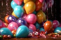 Multi-colored balloons on filled background. Holiday. Birthday