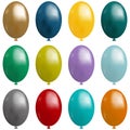 Multi-colored balloons on a white background.Twelve balloons. Vector. Stock Photo.