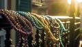 Multi colored bead necklace adds elegance to decor generated by AI