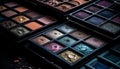 Multi colored beauty palette set, perfect for glamorous eye make up variations generated by AI Royalty Free Stock Photo