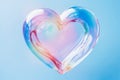 Multi-colored big heart from a soap bubble on a blue background, bright postcard. created by AI Royalty Free Stock Photo
