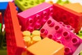 multi-colored blocks of children's designer. details of a educational game.