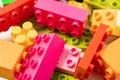 multi-colored blocks of children's designer. details of a educational game.