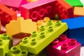 multi-colored blocks of children's designer. details of a educational game.