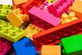 multi-colored blocks of children's designer. details of a educational game.