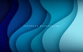 Multi layers blue color texture 3D papercut layers in gradient vector banner. Abstract paper cut art background Royalty Free Stock Photo