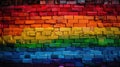 Multi-colored brick wall in the form of a rainbow. Abstract background