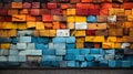 Multi colored bricks, like painted paintings, telling about different eras and cultur