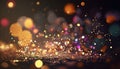 Multi-colored bright confetti on a backdrop with bokeh effect. Abstract glamour texture for holiday party. Generated Ai