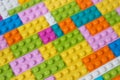 Multi-colored building blocks background top view copy space Royalty Free Stock Photo