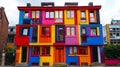 A multi-colored building with many windows and doors Royalty Free Stock Photo
