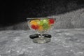 multi-colored candy lollipops in a bowl. Children's treat, sweets for tea. Montpensier