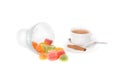 Multi-colored candy and tea Royalty Free Stock Photo