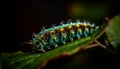 Multi colored caterpillar crawls on green plant in nature beauty generated by AI Royalty Free Stock Photo