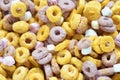 Multi colored fruit loops food background. Closeup Royalty Free Stock Photo