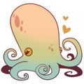 Multi-colored cheerful octopus.