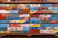 Multi colored chest of drawers Royalty Free Stock Photo