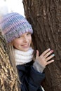 Multi-colored children`s pastel manicure.Winter nails. Royalty Free Stock Photo