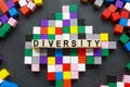Multi-colored cubes and the inscription diversity on them. Royalty Free Stock Photo