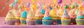 multi-colored cupcakes for the holiday. Selective focus. Royalty Free Stock Photo