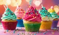 multi-colored cupcakes for the holiday. Selective focus. Royalty Free Stock Photo