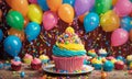 multi-colored cupcakes for the holiday. Selective focus. Royalty Free Stock Photo