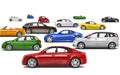 Multi-Colored 3D Cars Parked on Different Directions Royalty Free Stock Photo