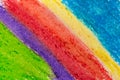 Rainbow with wax crayons on the wall Royalty Free Stock Photo